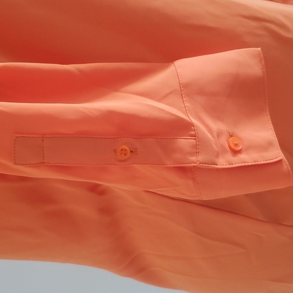 Express Women's Colared Longsleeve Orange Blouse Top - Picture 5 of 9